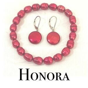HONORA Bracelet Sterling Silver 9.5mm Coin Pearl EARRINGS BRACELET Dangle Drop